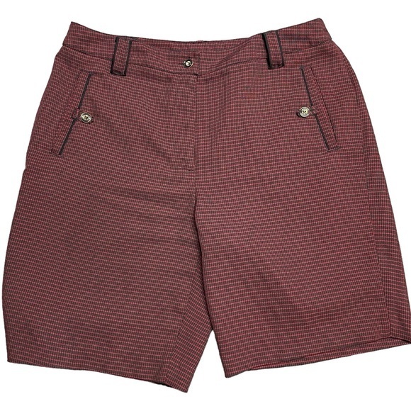 EP Pro Pants - EP Pro Maroon 12 Houndstooth Bermuda Golf Shorts 9” Inseam in EUC